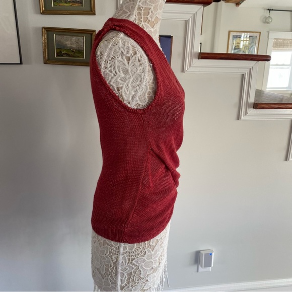 BROCHU WALKER Rhain Wrap Top in Ruby Linen $248 - Picture 3 of 7